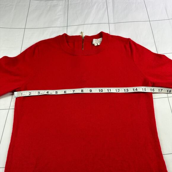 Kate Spade Sweater Womens Medium Red Bow 3/4 Sleeve Wool Cashmere Crew Fitted - Picture 6 of 9